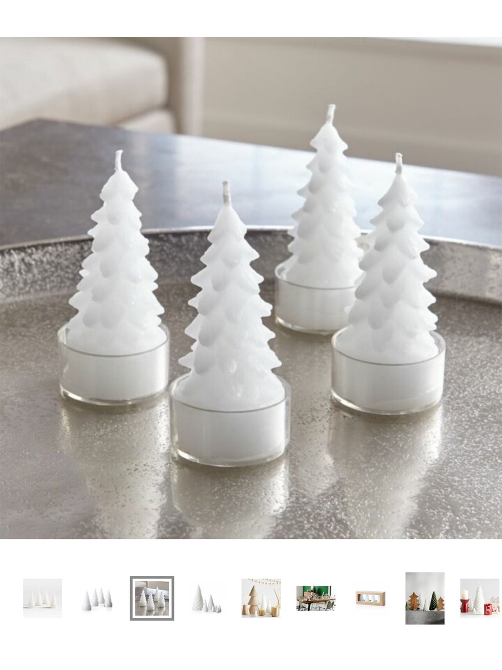 Crate&Barrel White Tree Tealight Candles - Set of 4